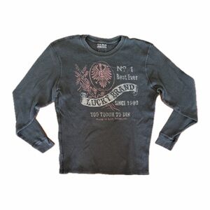 Lucky Brand Gray Long Sleeve Thermal Graphic Shirt — Size XL